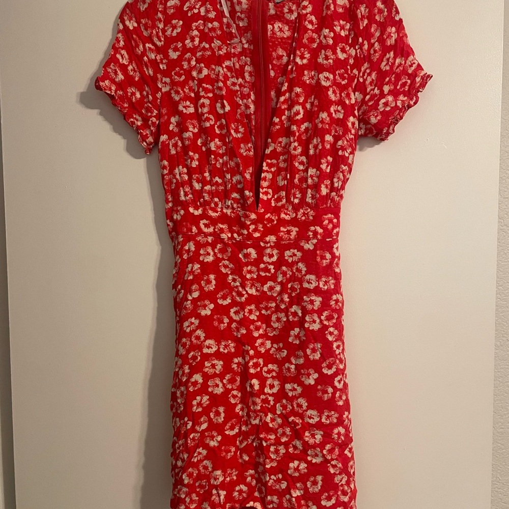 Lulu's Red and White Floral Mini Dress